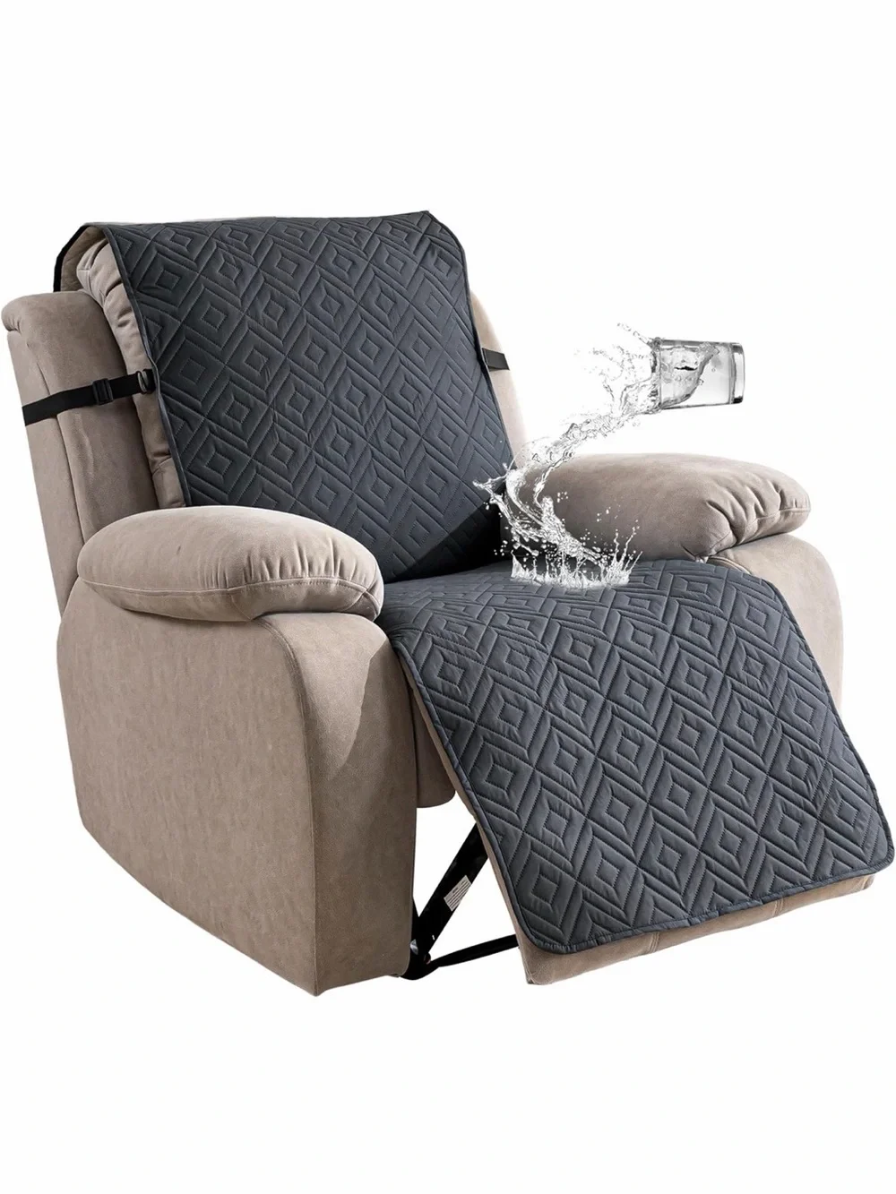 Genina Waterproof Oversized Quilted Recliner Cover 28'' / Dark Grey